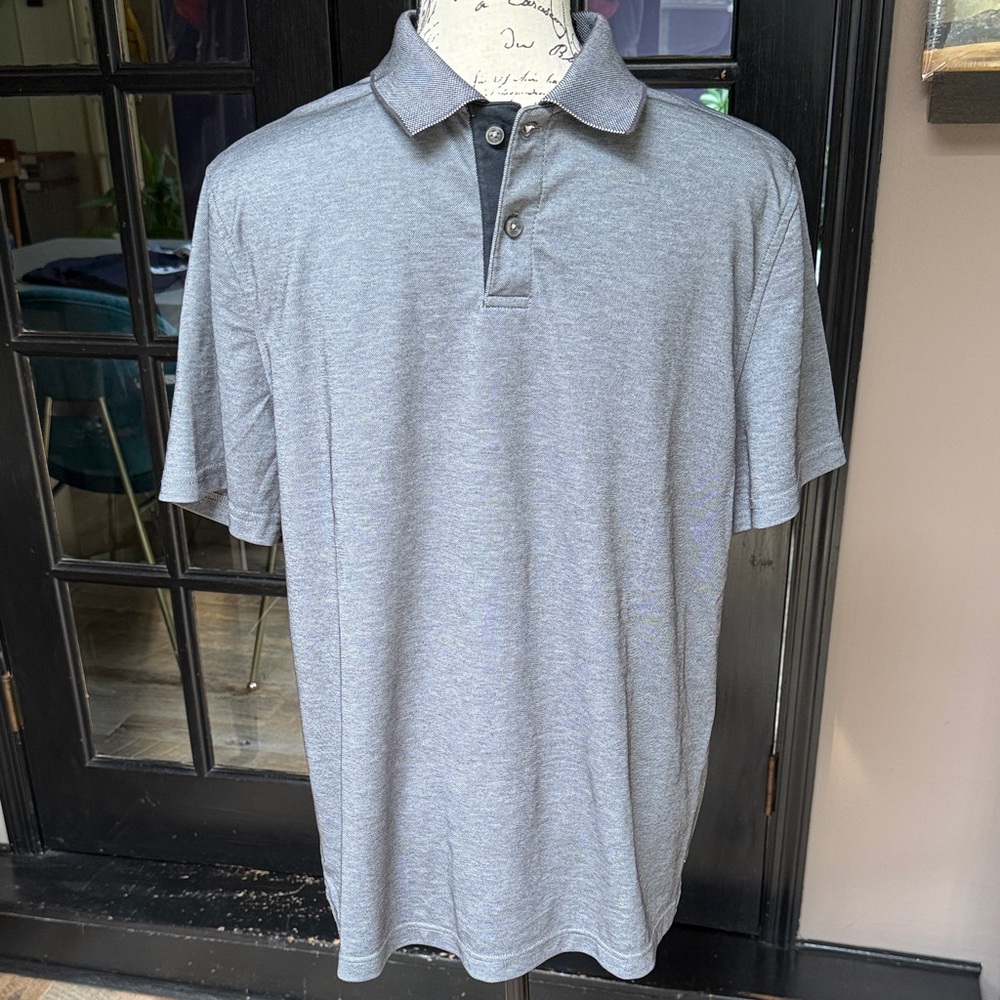 Tasso Elba Heather Gray Short-Sleeve Polo